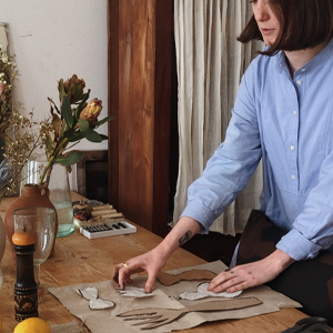 To start working I like to be in a tidy space, so before i create I tend to always have a little cleaning ritual and light some incense or a candle.